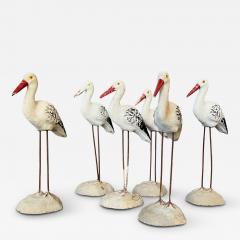 Set of 6 Cast Cement Painted Seagulls Alsace France - 4252820