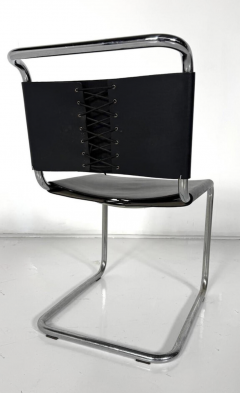Set of 6 Chairs Model B33 by Marcel Breuer 1970s Leather and Chrome - 4395314