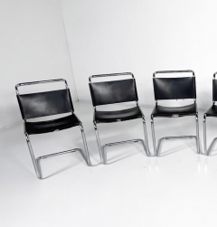 Set of 6 Chairs Model B33 by Marcel Breuer 1970s Leather and Chrome - 4395315
