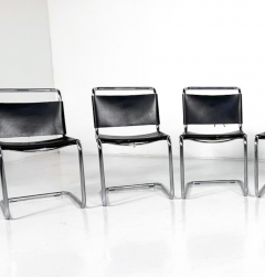 Set of 6 Chairs Model B33 by Marcel Breuer 1970s Leather and Chrome - 4395317
