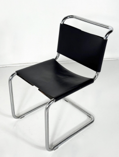 Set of 6 Chairs Model B33 by Marcel Breuer 1970s Leather and Chrome - 4395318