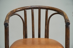 Set of 6 Chairs in Bamboo and Patinated Cognac Leather Mid 20th Century - 4803545