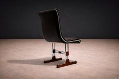 Set of 6 Chairs in Leather Metal Wood Braszenski 1960s - 4545092