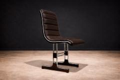 Set of 6 Chairs in Leather Metal Wood Braszenski 1960s - 4545094