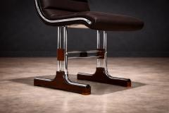 Set of 6 Chairs in Leather Metal Wood Braszenski 1960s - 4545100