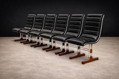 Set of 6 Chairs in Leather Metal Wood Braszenski 1960s - 4545102