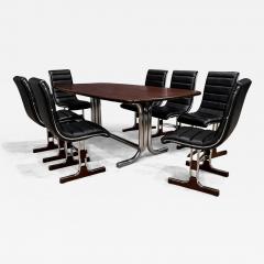 Set of 6 Chairs in Leather Metal Wood Braszenski 1960s - 4545968