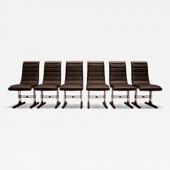 Set of 6 Chairs in Leather Metal Wood Braszenski 1960s - 4545970