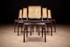 Set of 6 Chairs in Rosewood Cane Unknown 1960s - 4579698