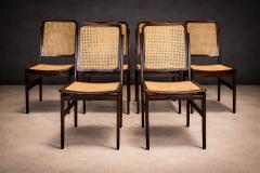 Set of 6 Chairs in Rosewood Cane Unknown 1960s - 4579700
