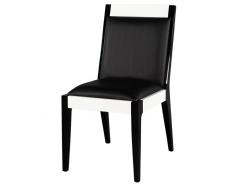 Set of 6 Custom Modern Black and White Leather Dining Chairs - 2536506