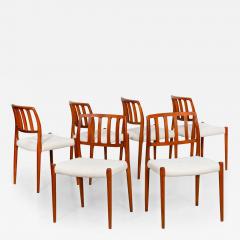 Set of 6 Danish Mid Century Modern Teak Model 83 Niels Moller Dining Chairs - 4483834