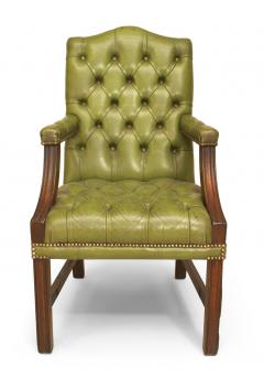 Set of 6 English Georgian Green Tufted Chairs - 4628744