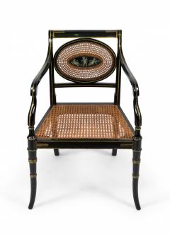Set of 6 English Regency Black Lacquered Chairs - 2798325