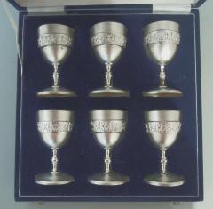 Set of 6 Fancy Silver Gilt Wine Cups in Case - 4543042