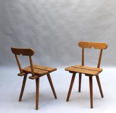 Set of 6 Fine French 1950s Beech Dining Chairs - 3117543
