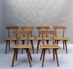 Set of 6 Fine French 1950s Beech Dining Chairs - 3117650