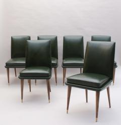 Set of 6 Fine French 1950s Leather upholstered Dining Chairs - 3924659