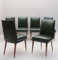 Set of 6 Fine French 1950s Leather upholstered Dining Chairs - 3924661