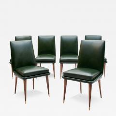 Set of 6 Fine French 1950s Leather upholstered Dining Chairs - 3935511