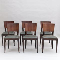 Set of 6 Fine French Art Deco Palissander and Stained Beech Dining Chairs - 4657294