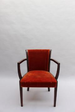 Set of 6 Fine French Art Deco Rosewood Chairs 4 Side and 2 Arm  - 1185227