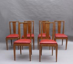 Set of 6 French Art Deco Lime Oak Dining Chairs - 2588911