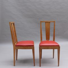 Set of 6 French Art Deco Lime Oak Dining Chairs - 2588914