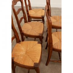 Set of 6 French Oak Rush Seat Dining Chairs - 3135688