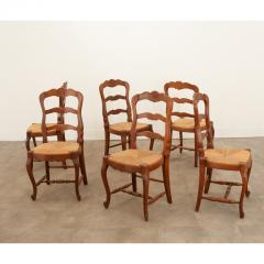 Set of 6 French Oak Rush Seat Dining Chairs - 3135712