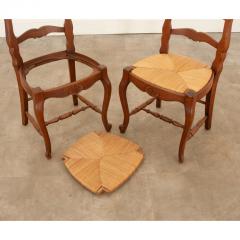 Set of 6 French Oak Rush Seat Dining Chairs - 3135725