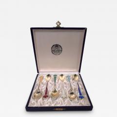 Set of 6 Georg Jensen USA Danish Modern Enamel Demitasse Spoons - 4062019