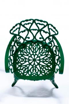 Set of 6 Hollywood Regency Neo Baroque Patio Dining Chairs in Jade Green c 1960 - 4464785