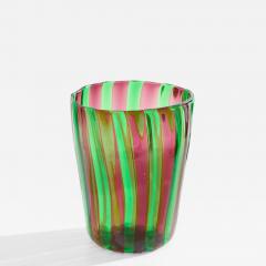 Set of 6 Italian Murano green and purple glass tumblers 1980s - 3973361