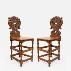 Set of 6 Italian Renaissance Oak Cupid Sgabelli - 2801139