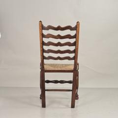 Set of 6 Large English Ladder Back Oak and Rush Dining Chairs - 4314432
