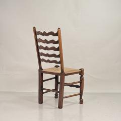 Set of 6 Large English Ladder Back Oak and Rush Dining Chairs - 4314434