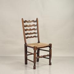 Set of 6 Large English Ladder Back Oak and Rush Dining Chairs - 4314436