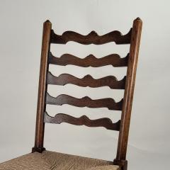 Set of 6 Large English Ladder Back Oak and Rush Dining Chairs - 4314439