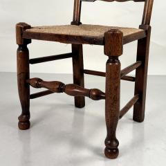 Set of 6 Large English Ladder Back Oak and Rush Dining Chairs - 4314441