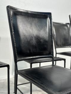 Set of 6 Leather and Iron Vintage Italian Dining Chairs 1970s - 3582037