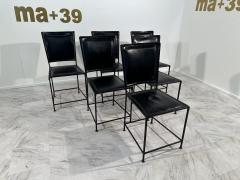 Set of 6 Leather and Iron Vintage Italian Dining Chairs 1970s - 3582039