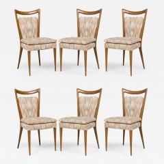 Set of 6 Melchiorre Bega Mid Century Italian Zigzag Upholstered Dining Chairs - 4222021