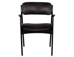 Set of 6 Mid Century Modern Black Leather Dining Chairs - 2535929