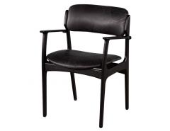 Set of 6 Mid Century Modern Black Leather Dining Chairs - 2535930