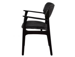 Set of 6 Mid Century Modern Black Leather Dining Chairs - 2535932