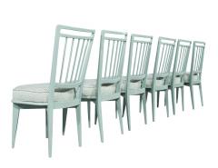 Set of 6 Mid Century Modern Dining Chairs in Sage Green Lacquer - 4478649