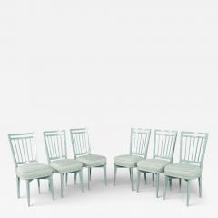 Set of 6 Mid Century Modern Dining Chairs in Sage Green Lacquer - 4483342