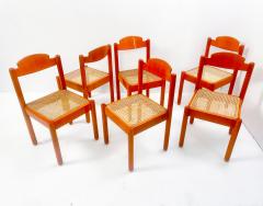 Set of 6 Mid Century Modern Orange Dining Chairs - 2577045