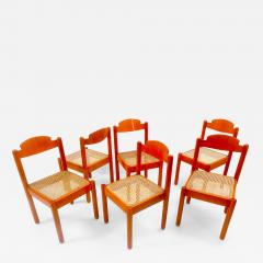 Set of 6 Mid Century Modern Orange Dining Chairs - 2584148